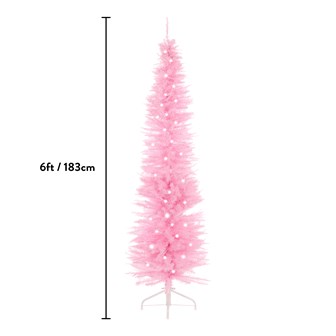 6ft Pink Pre-Lit Slim Line Christmas Tree