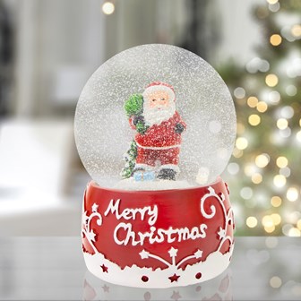 Red & White Musical Santa Snowglobe