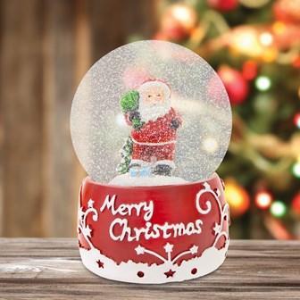 Red & White Musical Santa Snowglobe