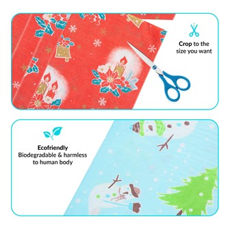 52"x 70" Festive Design Table Cloth - 3 Assorted