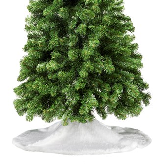 White Long Smooth Faux Fur Tree Skirt