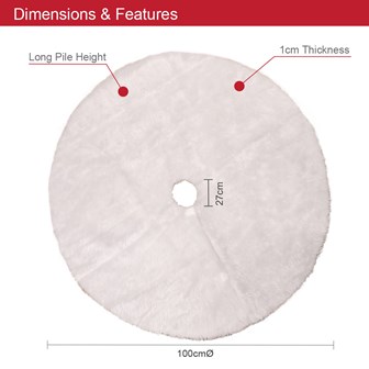 White Long Smooth Faux Fur Tree Skirt