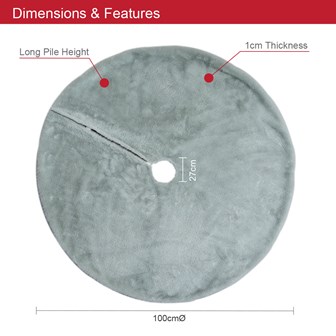 Light Grey Short Smooth Faux Fur Tree Skirt