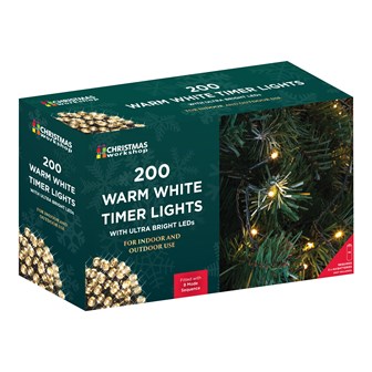 200 LED Battery Operated Timer Light - Warm White