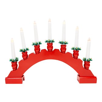 7 LED Red Arched Wooden Candle Bridge Large