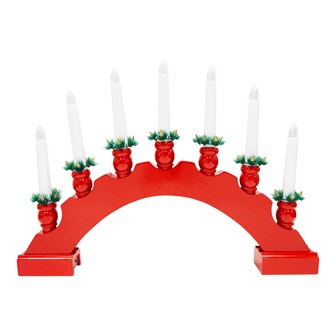 7 LED Red Arched Wooden Candle Bridge Large