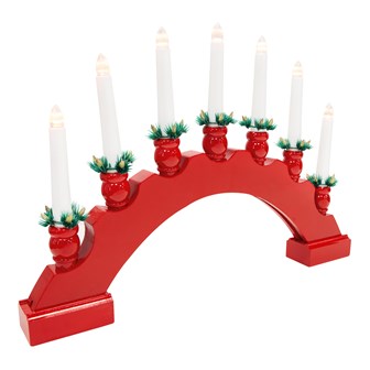 7 LED Red Arched Wooden Candle Bridge Large