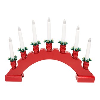 7 LED Red Arched Wooden Candle Bridge Large