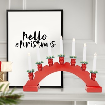 7 LED Red Arched Wooden Candle Bridge Large