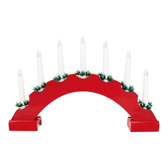 7 LED Red Arched Wooden Candle Bridge Light