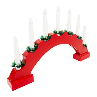 7 LED Red Arched Wooden Candle Bridge Light