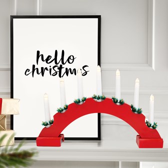 7 LED Red Arched Wooden Candle Bridge Light