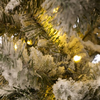 6ft Flocked Pre-Lit Pine Christmas Tree