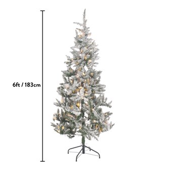 6ft Flocked Pre-Lit Pine Christmas Tree