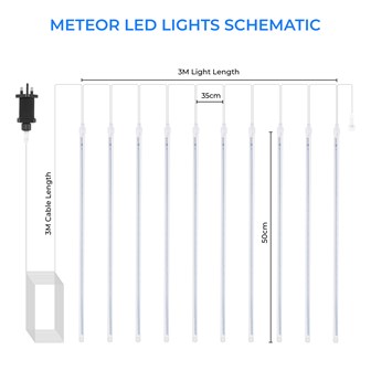 10PC 540LED Meteor Shower Light -Warm White