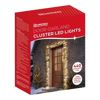 440LED Cluster Bright Door Garland Light - W.White