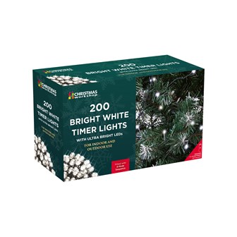 200 LED Battery Operated Timer Light - White