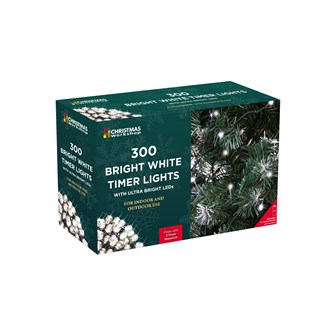 300 LED Battery Operated Timer Light - White