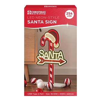 LED Neon-Style Christmas Santa Word Sign Candy Can