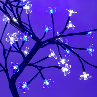45CM 48 LED Blossom Tree - Blue & White
