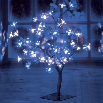 45CM 48 LED Blossom Tree - Blue & White
