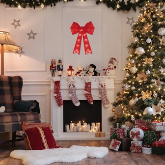 50cm Red Bow with 25 Warm White LEDs