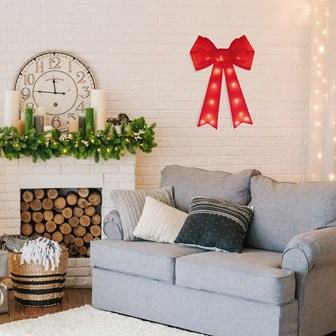 50cm Red Bow with 25 Warm White LEDs