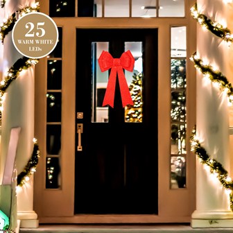 50cm Red Bow with 25 Warm White LEDs