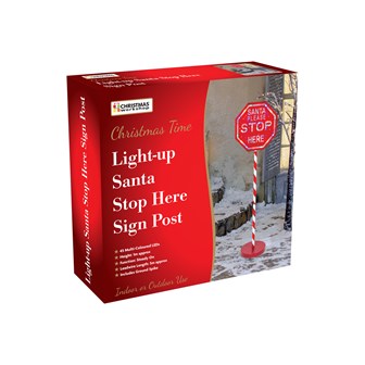 1M Light Up "Santa Please Stop Here" Sign Post