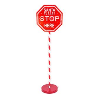 1M Light Up "Santa Please Stop Here" Sign Post