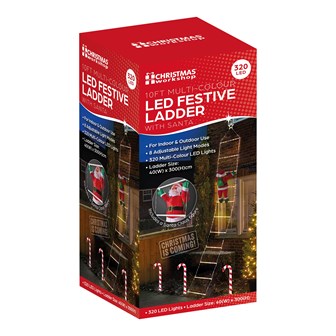 10FT Christmas Ladder Lights W/SantaClause 40Width