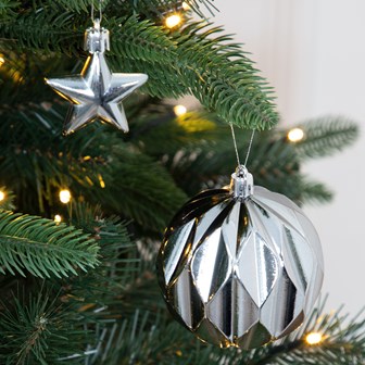 50PK Shatterproof Baubles - Silver