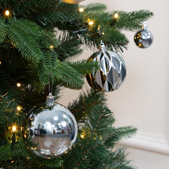 50PK Shatterproof Baubles - Silver