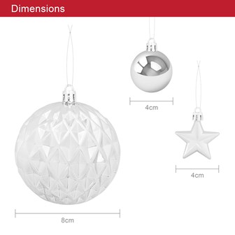 50PK Shatterproof Baubles - Silver