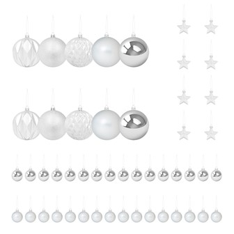 50PK Shatterproof Baubles - Silver