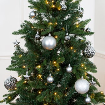 50PK Shatterproof Baubles - Silver