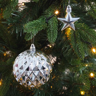 50PK Shatterproof Baubles - Silver