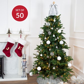 50PK Shatterproof Baubles - White