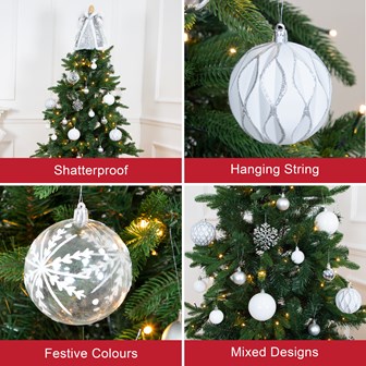 50PK Shatterproof Baubles - White