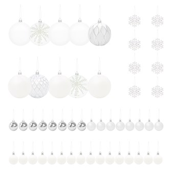 50PK Shatterproof Baubles - White