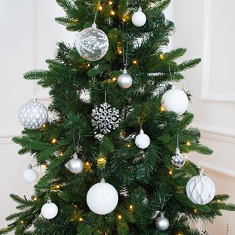 50PK Shatterproof Baubles - White