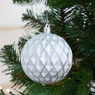 50PK Shatterproof Baubles - White