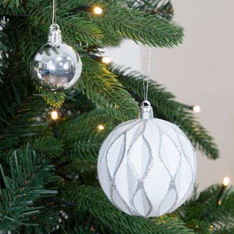 50PK Shatterproof Baubles - White