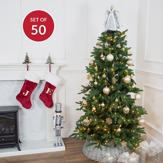 50PK Shatterproof Baubles -Champagne