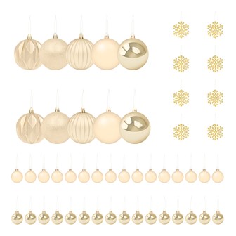 50PK Shatterproof Baubles -Champagne