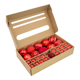50PK Shatterproof Baubles -Red