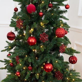 50PK Shatterproof Baubles -Red