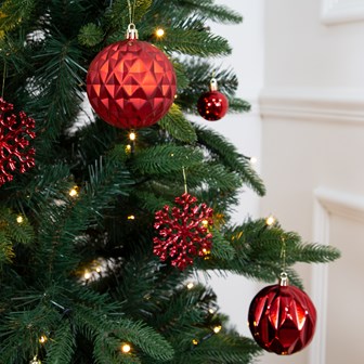 50PK Shatterproof Baubles -Red