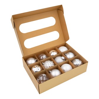 12PK Shatterproof Large Baubles Silver