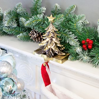 Christmas Tree Stocking Hanging Hook -Antique Gold
